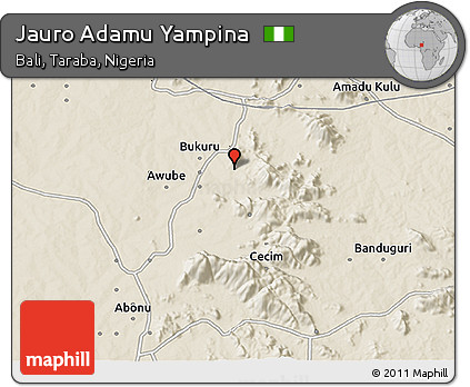 Shaded Relief 3D Map of Jauro Adamu Yampina