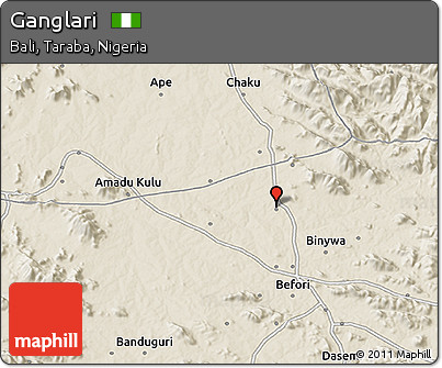 Shaded Relief 3D Map of Ganglari