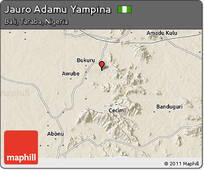 Shaded Relief 3D Map of Jauro Adamu Yampina