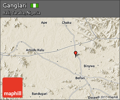 Shaded Relief 3D Map of Ganglari