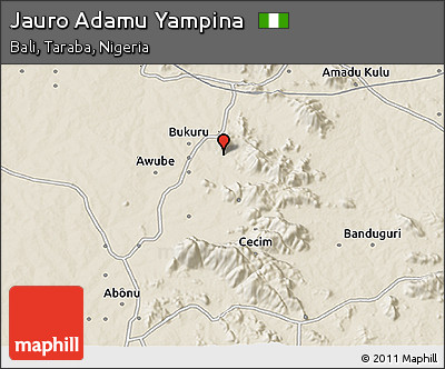Shaded Relief 3D Map of Jauro Adamu Yampina