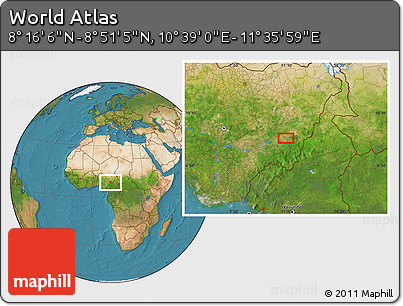 Satellite Location Map of the Area around 8° 33' 36" N, 11° 7' 30" E