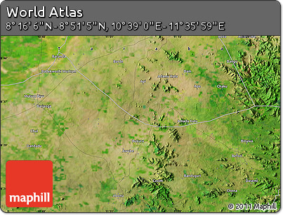 Satellite Map of the Area around 8° 33' 36" N, 11° 7' 30" E