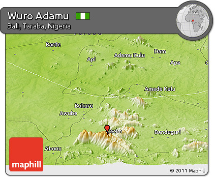 Physical Panoramic Map of Wuro Adamu