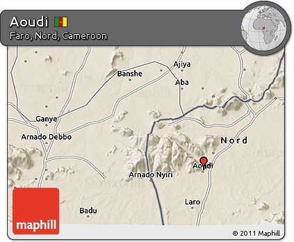 Shaded Relief 3D Map of Aoudi