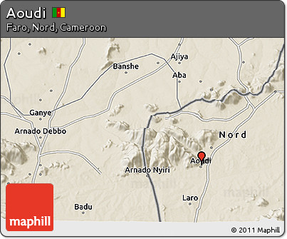 Shaded Relief 3D Map of Aoudi