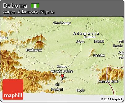 Physical Panoramic Map of Daboma