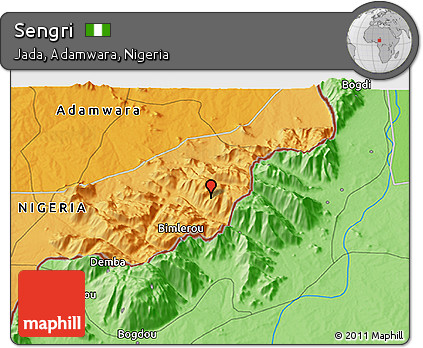 Political 3D Map of Sengri