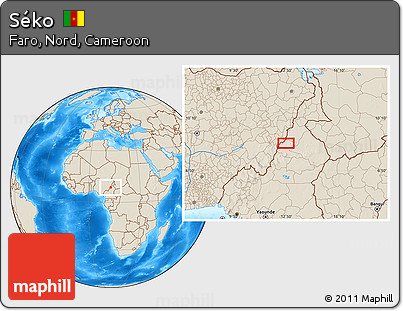 Shaded Relief Location Map of Séko