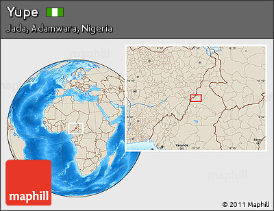 Shaded Relief Location Map of Yupe