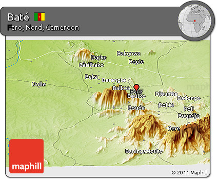 Physical Panoramic Map of Baté
