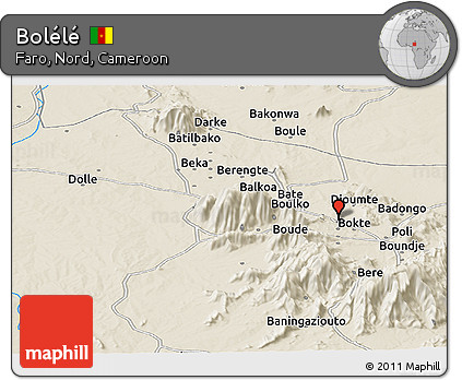 Shaded Relief Panoramic Map of Bolélé