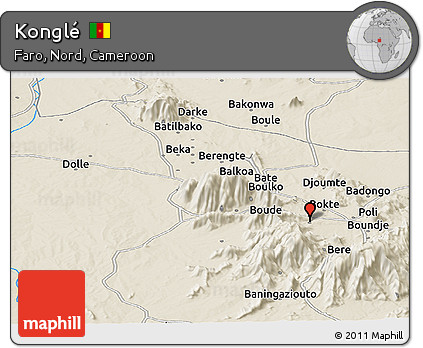 Shaded Relief Panoramic Map of Konglé