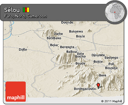 Shaded Relief Panoramic Map of Sélou