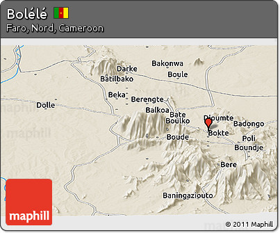 Shaded Relief Panoramic Map of Bolélé