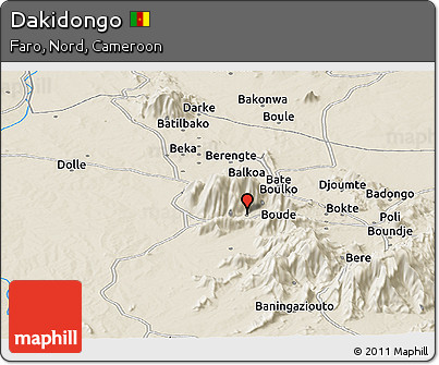 Shaded Relief Panoramic Map of Dakidongo