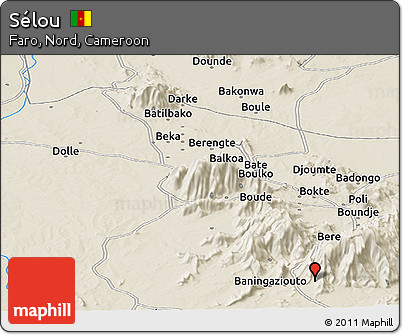 Shaded Relief Panoramic Map of Sélou
