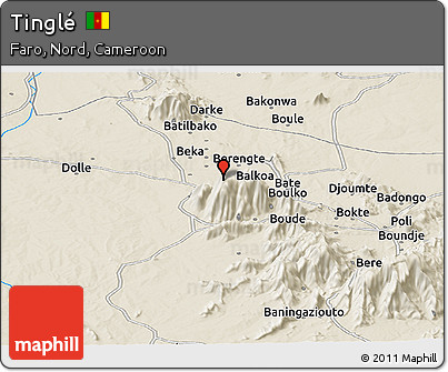 Shaded Relief Panoramic Map of Tinglé