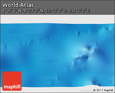 Physical 3D Map of the Area around 8° 33' 36" N, 133° 31' 30" E