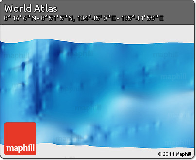 Physical 3D Map of the Area around 8° 33' 36" N, 135° 13' 29" E