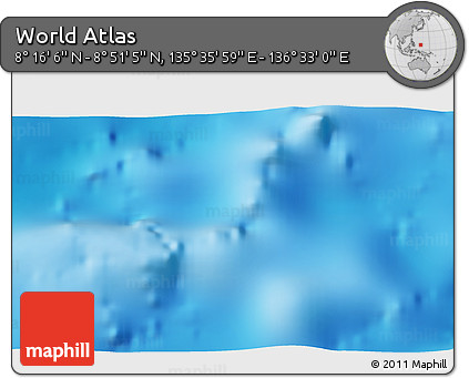 Physical 3D Map of the Area around 8° 33' 36" N, 136° 4' 29" E