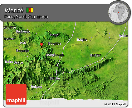 Satellite 3D Map of Wanté