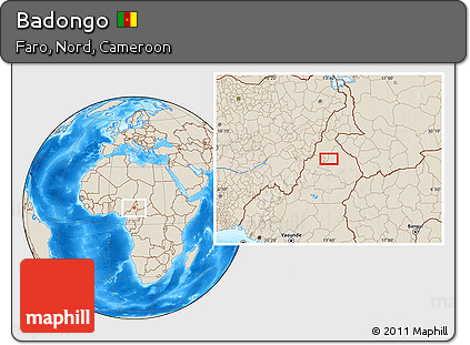 Shaded Relief Location Map of Badongo
