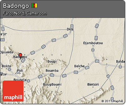 Shaded Relief Map of Badongo