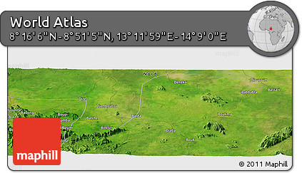 Satellite Panoramic Map of the Area around 8° 33' 36" N, 13° 40' 30" E