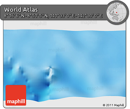Physical 3D Map of the Area around 8° 33' 36" N, 142° 1' 30" E