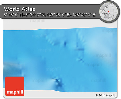 Shaded Relief 3D Map of the Area around 8° 33' 36" N, 146° 16' 30" E