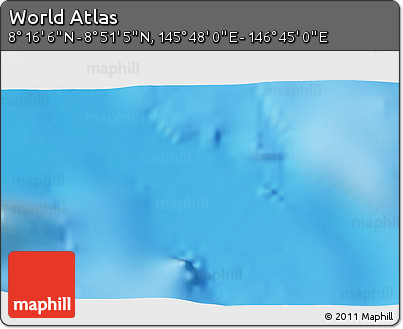 Shaded Relief 3D Map of the Area around 8° 33' 36" N, 146° 16' 30" E