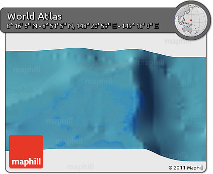 Satellite 3D Map of the Area around 8° 33' 36" N, 148° 49' 29" E