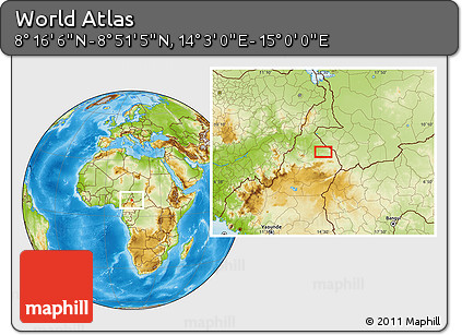 Physical Location Map of the Area around 8° 33' 36" N, 14° 31' 30" E