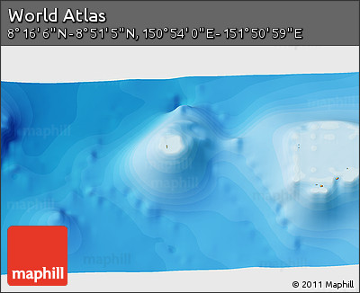 Political 3D Map of the Area around 8° 33' 36" N, 151° 22' 30" E