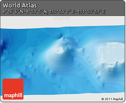 Political 3D Map of the Area around 8° 33' 36" N, 151° 22' 30" E