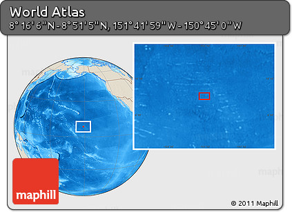 Shaded Relief Location Map of the Area around 8° 33' 36" N, 151° 13' 29" W