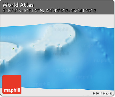 Physical 3D Map of the Area around 8° 33' 36" N, 152° 13' 29" E