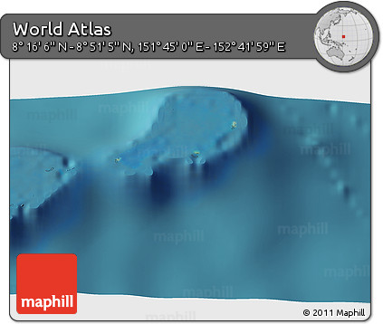 Satellite 3D Map of the Area around 8° 33' 36" N, 152° 13' 29" E