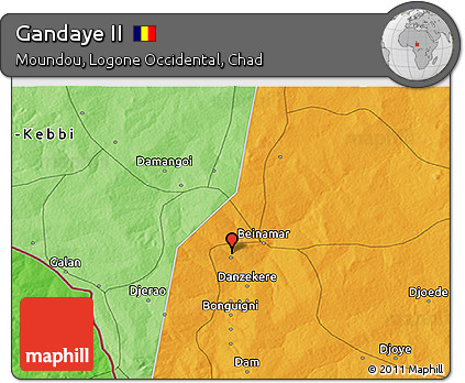 Political 3D Map of Gandaye II