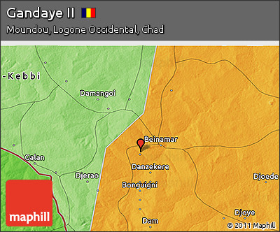 Political 3D Map of Gandaye II