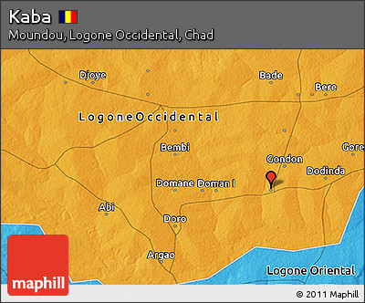 Political 3D Map of Kaba