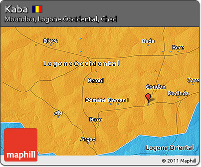 Political 3D Map of Kaba