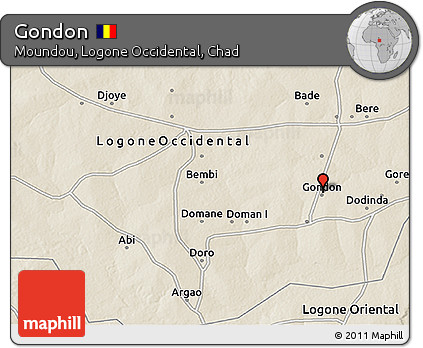 Shaded Relief 3D Map of Gondon