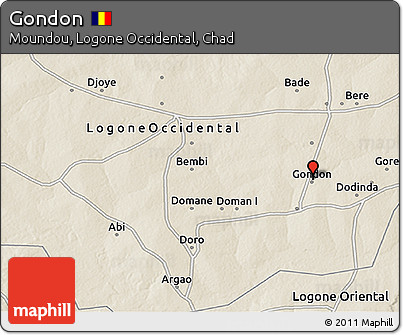 Shaded Relief 3D Map of Gondon