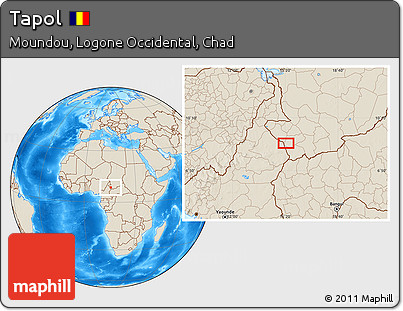 Shaded Relief Location Map of Tapol