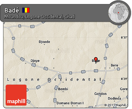 Shaded Relief Map of Badé