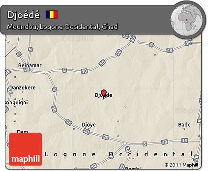Shaded Relief Map of Djoédé