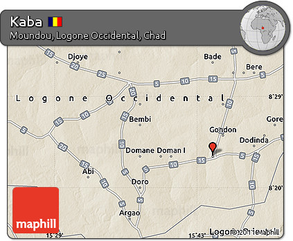 Shaded Relief Map of Kaba