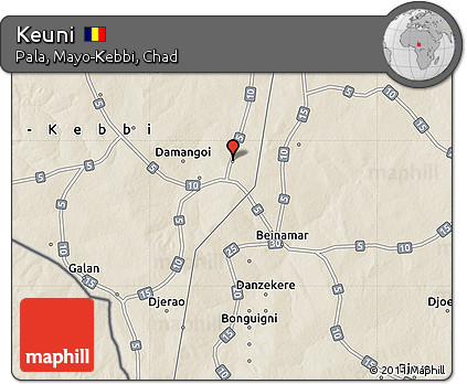 Shaded Relief Map of Keuni